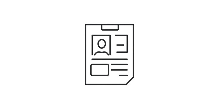 Minimalist icon of an identity card with profile placeholder and document sections Vector
