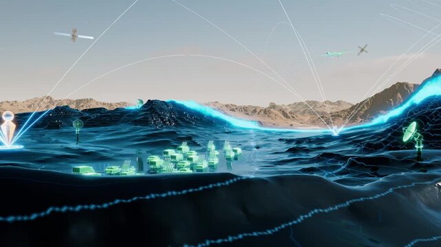 High-tech military sand table holographic animation