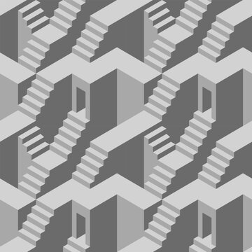 Seamless pattern with steps that creates an optical illusion.