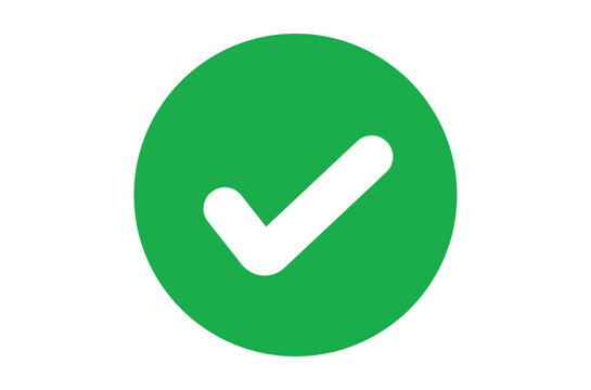 Green circle with white checkmark check mark symbol verification