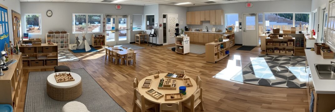 Preschool room interior design - empty school room 