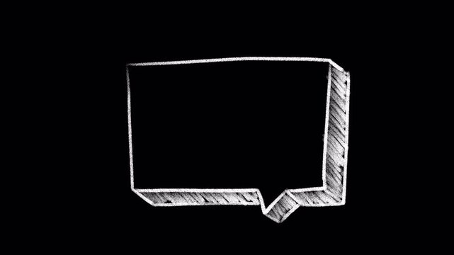 Animated speech bubble chalk drawing, video clip with alpha channel.