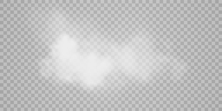 Fog or smoke isolated transparent special effect. White vector cloudiness, mist or smog background. Vector illustration