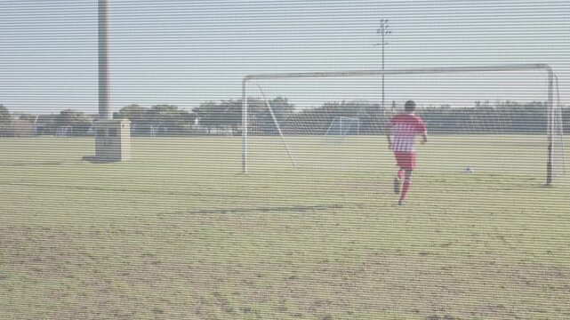 I am stepping onto ball, running and shooting twice to practice finishing against goalkeeper