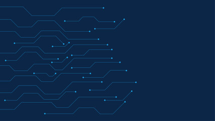 Obraz premium Blue Circuit Board Background with Glowing Lines, Abstract Technology Network Pattern, Modern PCB Design for Data Systems, UI Interfaces, Cyber Security and Digital Branding