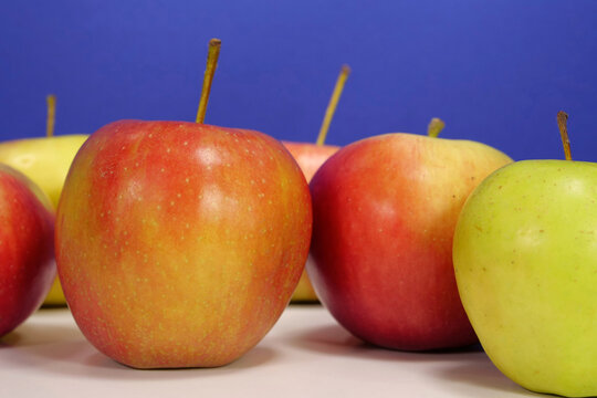 Ripe juicy red and yellow apples