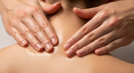 Naklejka premium Relaxing spa treatment with gentle hands applying cream