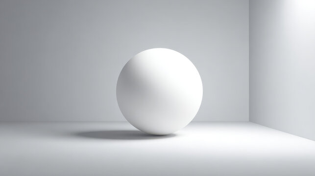 Artificial intelligence and large language models (LLM), large white sphere minimalistic room with soft light and shadows showing artificial