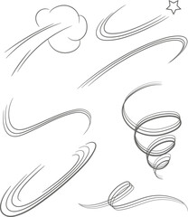 Obraz premium Swirls and motion lines capture the essence of speed and dynamic movement, providing energetic visual accents for comic-style graphics, action-oriented design compositions, and stylized speed.