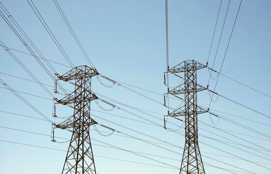 Electricity towers with overland power lines