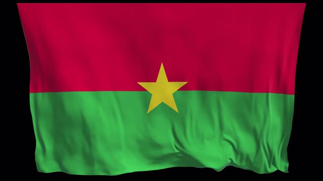 Burkina Faso flag waving in the wind. Burkinab&eacute; identity independence national pride. News visuals political international relations documentaries educational web banners West Africa.