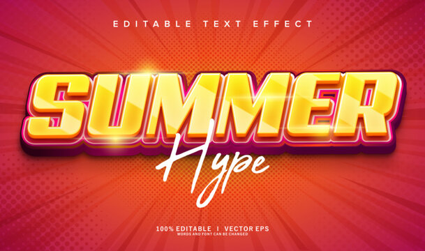 SUMMER hype 3d vector text effect with modern style design