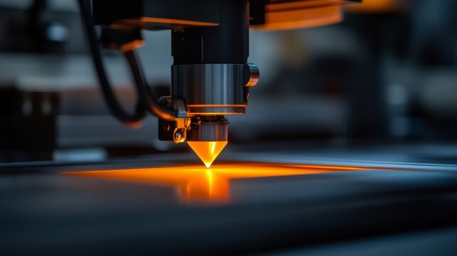Laser cutting process industrial workshop technology high-tech environment close-up view precision manufacturing techniques