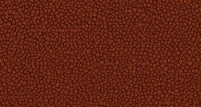 Horizontal seamless background with coffee beans. Vector.
