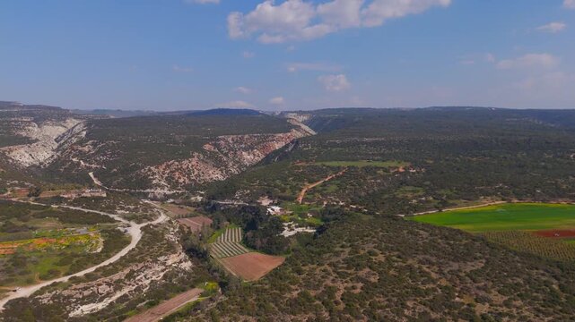 Stunning Drone Pan of Massive Avakas Gorge Canyon in Rugged Cyprus Wilderness