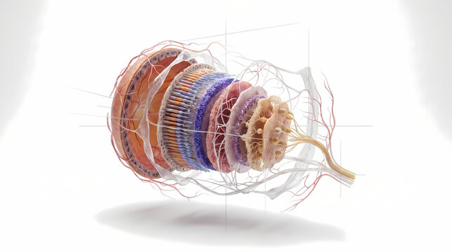 Detailed Cross-Section Of Human Retina Layers 3d anatomy