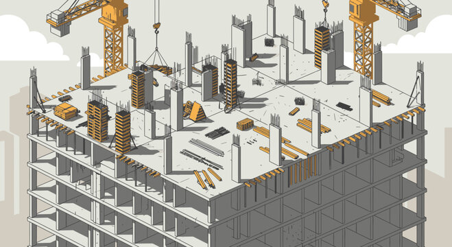 Construction site with crane machines 1.