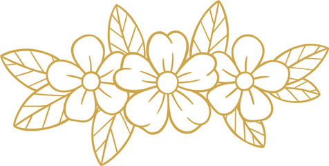 Obraz premium Luxury floral botanical on white background vector. Elegant gold line wallpaper lily, flowers, leaves, foliage, branches in hand drawn. Big set of golden floral design branches and flowers. Border.