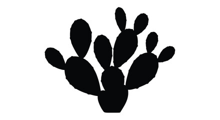 Stylized black silhouette of a prickly pear cactus with multiple pads © sahidabegum