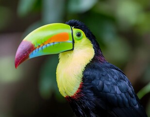Fototapeta premium Colorful Toucan Bird in Rainforest Habitat.