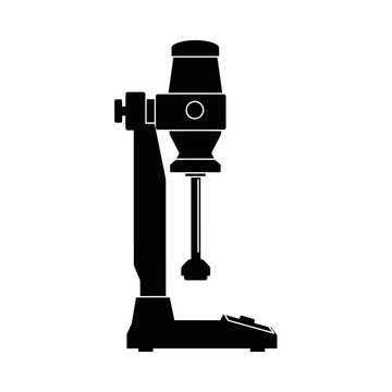 Rotational Viscometer Silhouette, Fluid Testing Spindle and Laboratory Analysis Concept.