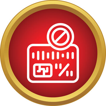 Credit card with percentage sign and prohibition symbol for tax exemption