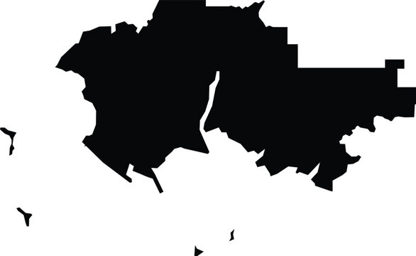Tuen Mun District Hong Kong Map Silhouette Isolated Illustration