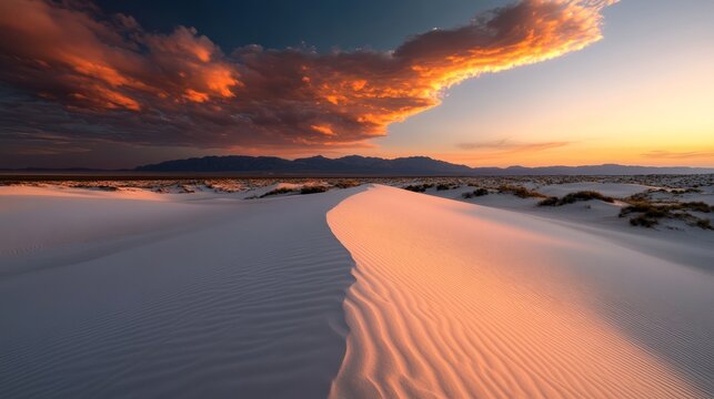 Majestic sunset over the white sands new mexico landscape photography desert wide angle serenity and beauty