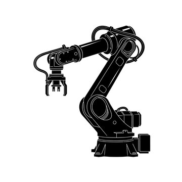 SCARA Robot Silhouette, Horizontal Articulated Arm and Industrial Manufacturing Concept.