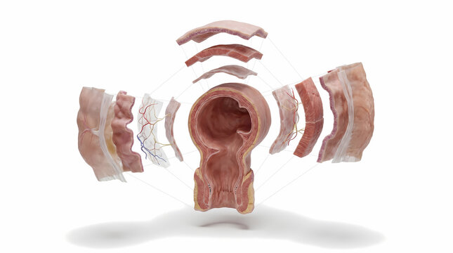 Anatomical Layers Of The Uterus And Cervix With Medical Implant 3d anatomy