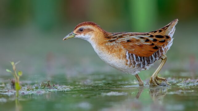 Baillon&rsquo;s Crake, a tiny crake species that breeds in wet marshes and bogs, found in Nalsarovar, Gujarat.