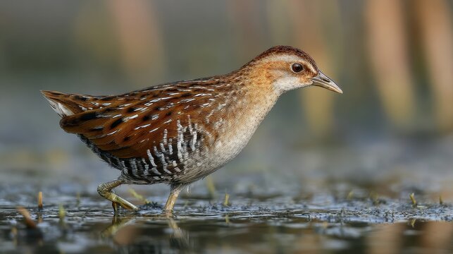 Baillon&rsquo;s Crake, a tiny crake species that breeds in wet marshes and bogs, found in Nalsarovar, Gujarat.