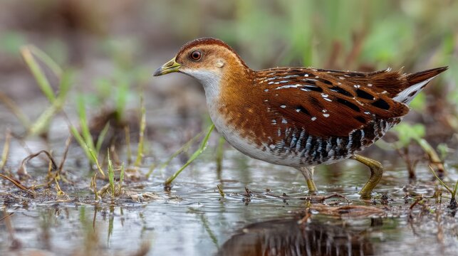 Baillon&rsquo;s Crake, a tiny crake species that breeds in wet marshes and bogs, found in Nalsarovar, Gujarat.