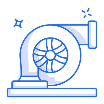 Line style icon depicting a centrifugal blower