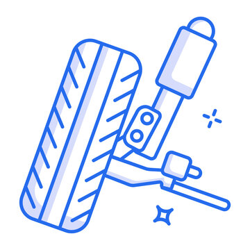 A linear icon depicting a wheel alignment
