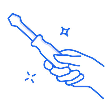 An icon of a screwdriver designed in line style