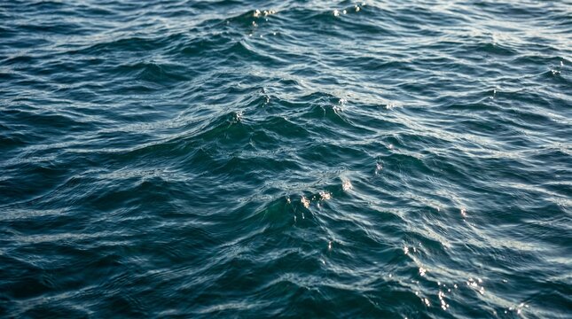 Dark, undulating ocean water reflecting a moody sky, showing depth and movement.