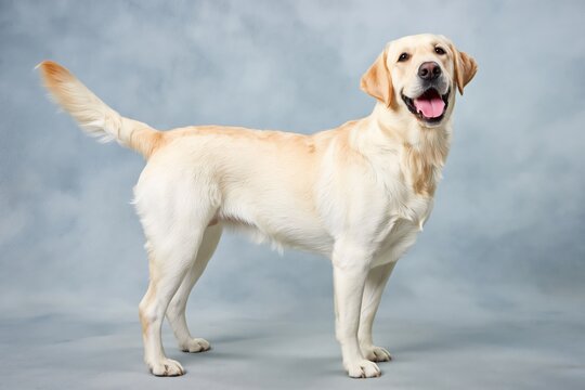 Happy Labrador Dog Standing on a Light Background With a Joyful Expression