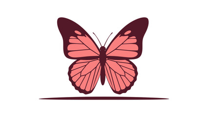 Minimalist illustration of a two-toned butterfly with a dark outline on white © sea