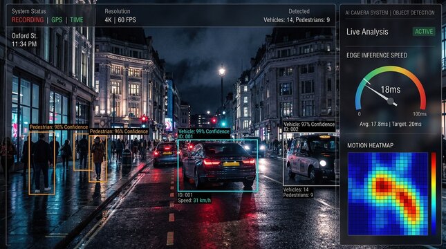 Urban street scene analysis utilizing advanced AI for real-time traffic and pedestrian monitoring