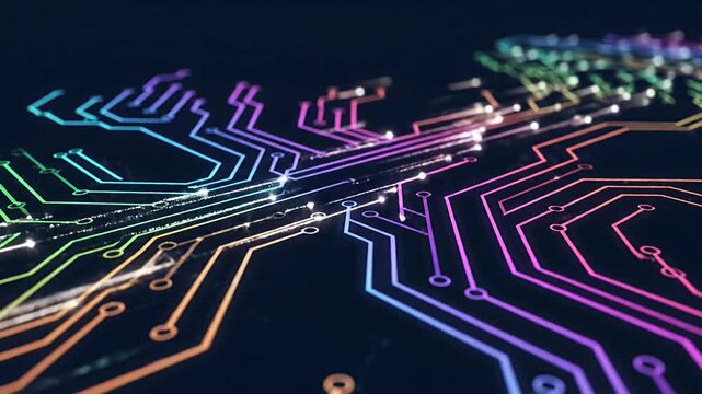 Abstract black and white digital circuit board pattern on white