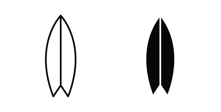 Surf board icon pack flat black, Editable line icons