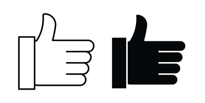 Thumb icon pack flat black, Editable line icons