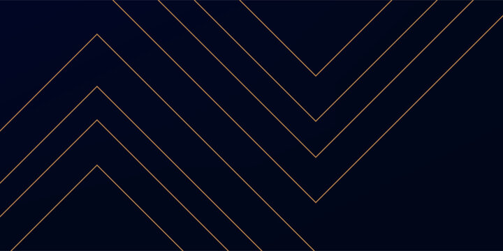 Navy blue abstract background with halftone golden lines delicate pattern. Small light spot box. Curve line, cosmic galaxy space. Festive BG for social media, birthday party invitation.