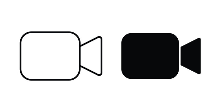 Video call icon pack flat black, Editable line icons