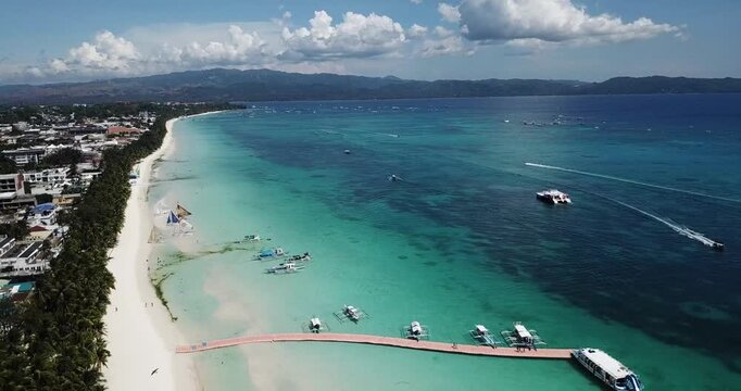 Wide Aerial Drone Shot of Boracay Beach &ndash; Philippines