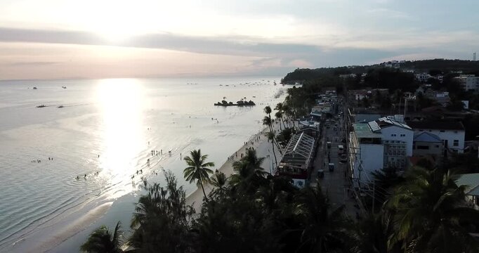 Drone Shot Sunset at Station 2 Beach &ndash; Boracay Philippines