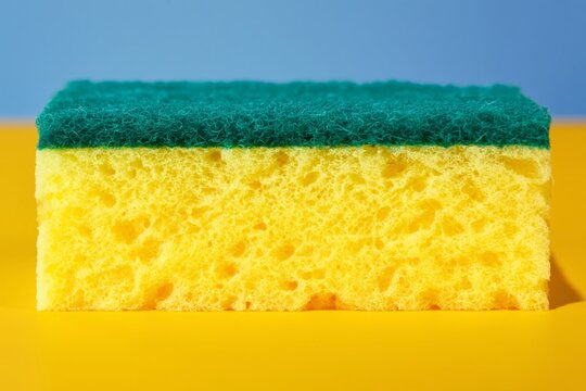 Sponge on a Bright Surface With Blue and Yellow Colors