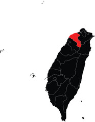 Taoyuan County Highlighted on Taiwan Map Silhouette Illustration © Griffin9678