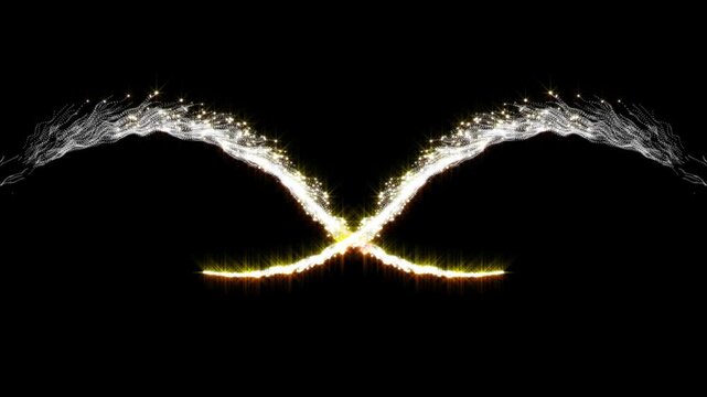 Luxury magic particles glitter sparkles trail with magic pixie dust path, Christmas glitter stars isolated on black, high-resolution 4K animation for festive greetings and luxury brand promos